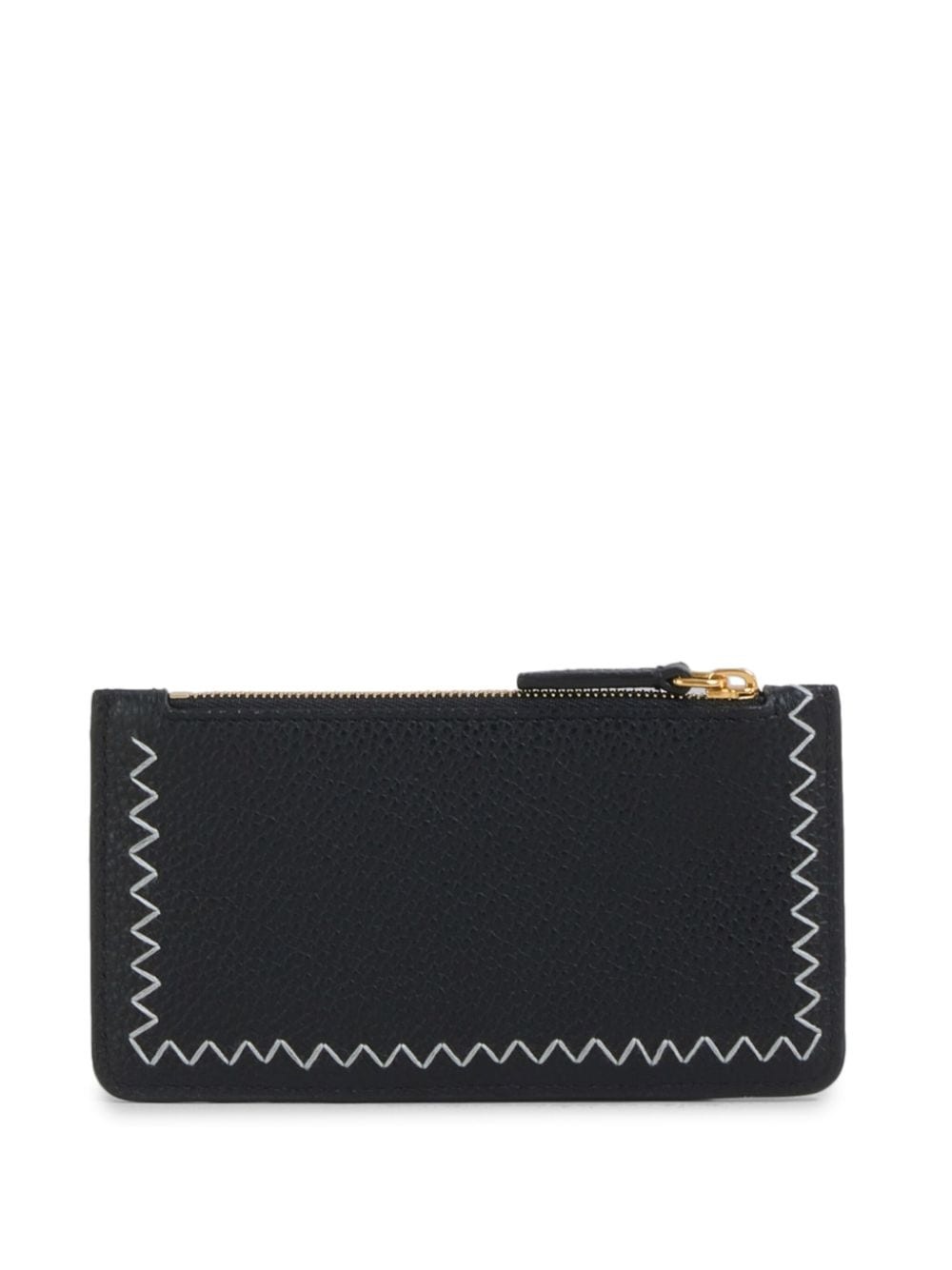 logo-embroidered leather card case - 2