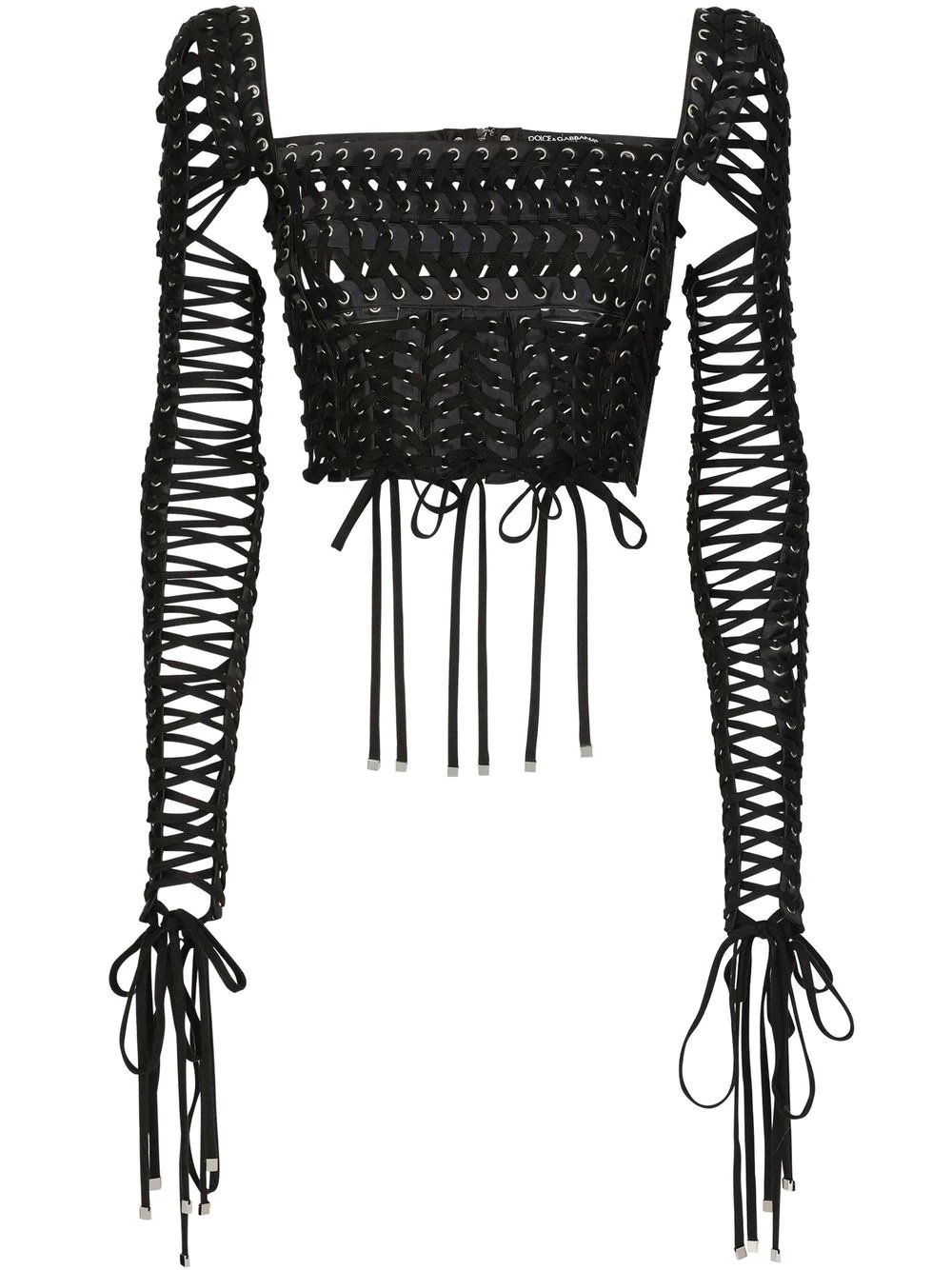 lace-up detailed bustier blouse - 1