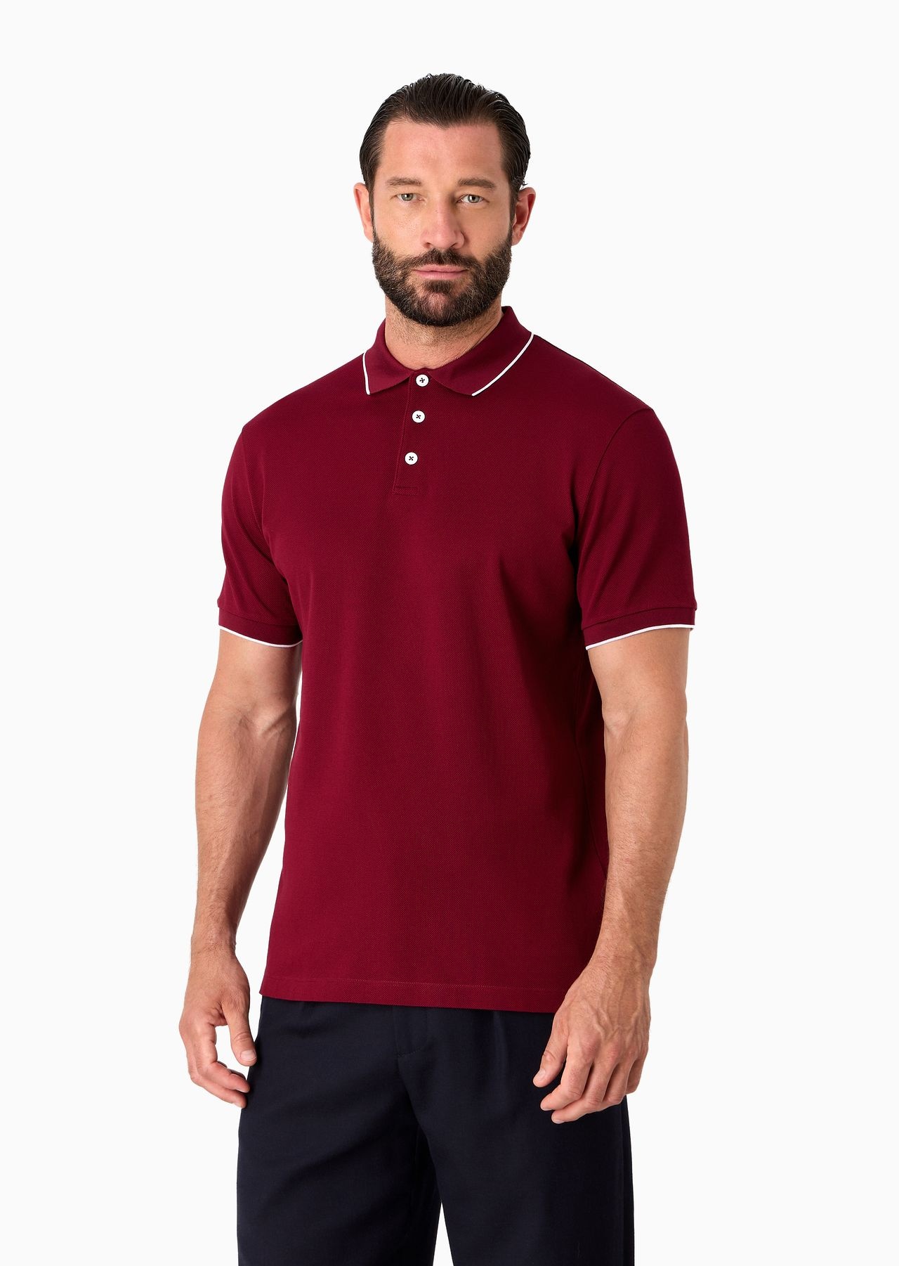 Piqué polo shirt in lisle cotton yarn - 2