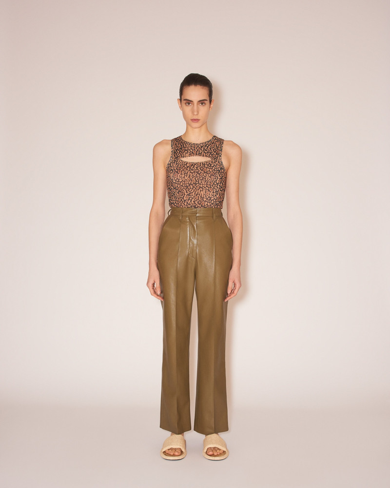 Nanushka LUCEE - Vegan leather straight-leg trousers - Olive outlook