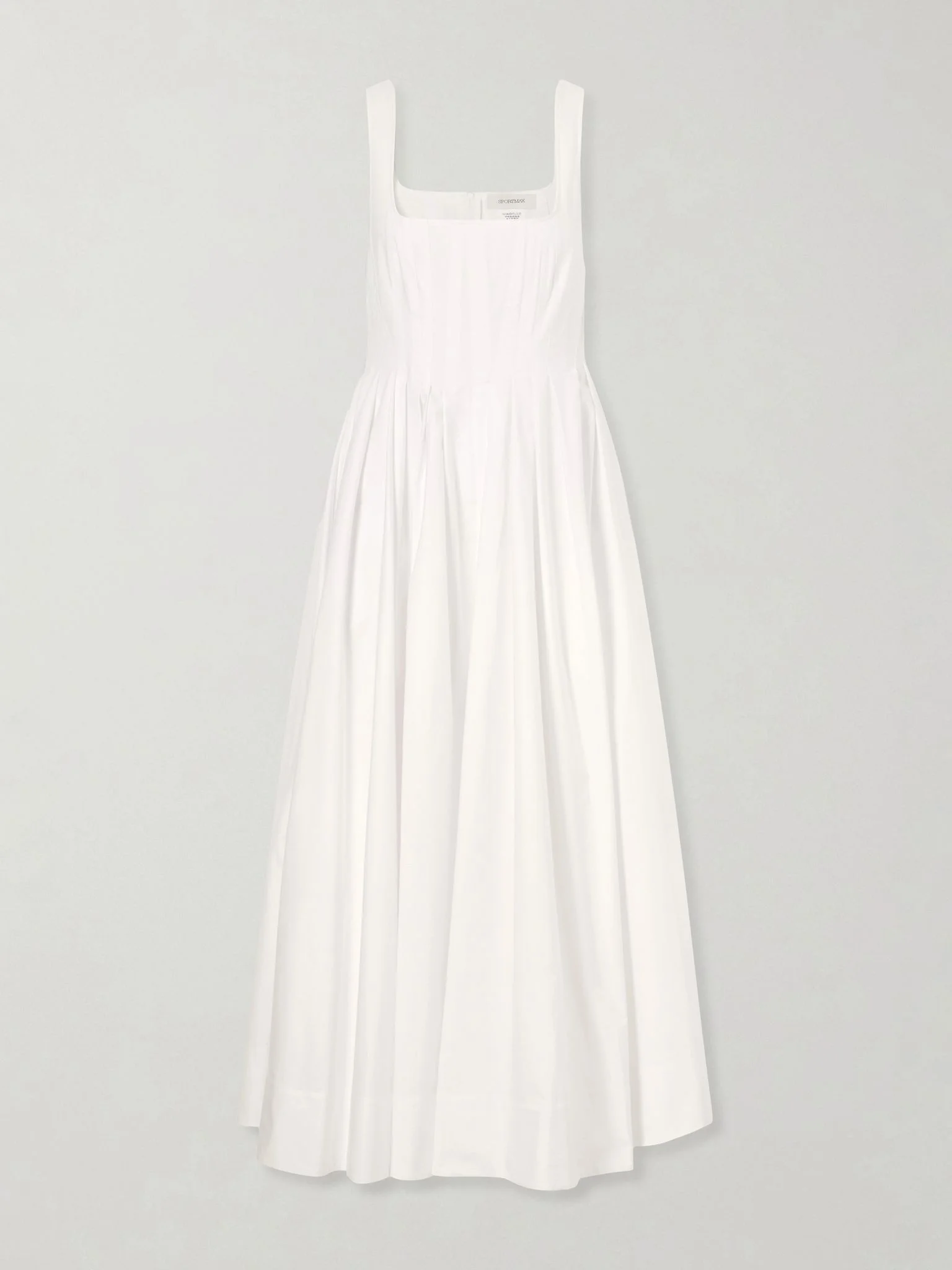 Pleated cotton-poplin maxi dress White - 1