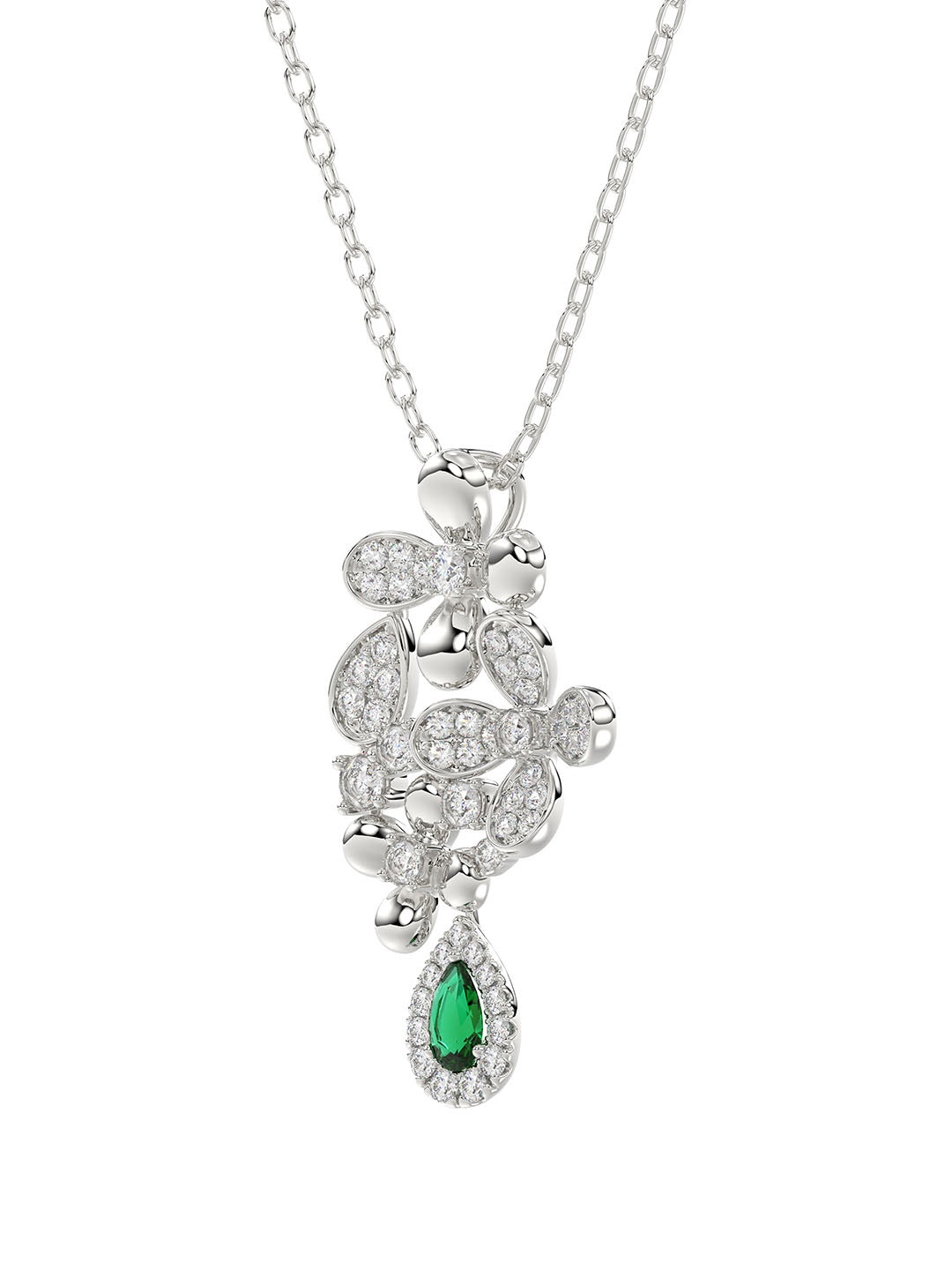 FLORAL WHITE GOLD PENDANT NECKLACE - 3