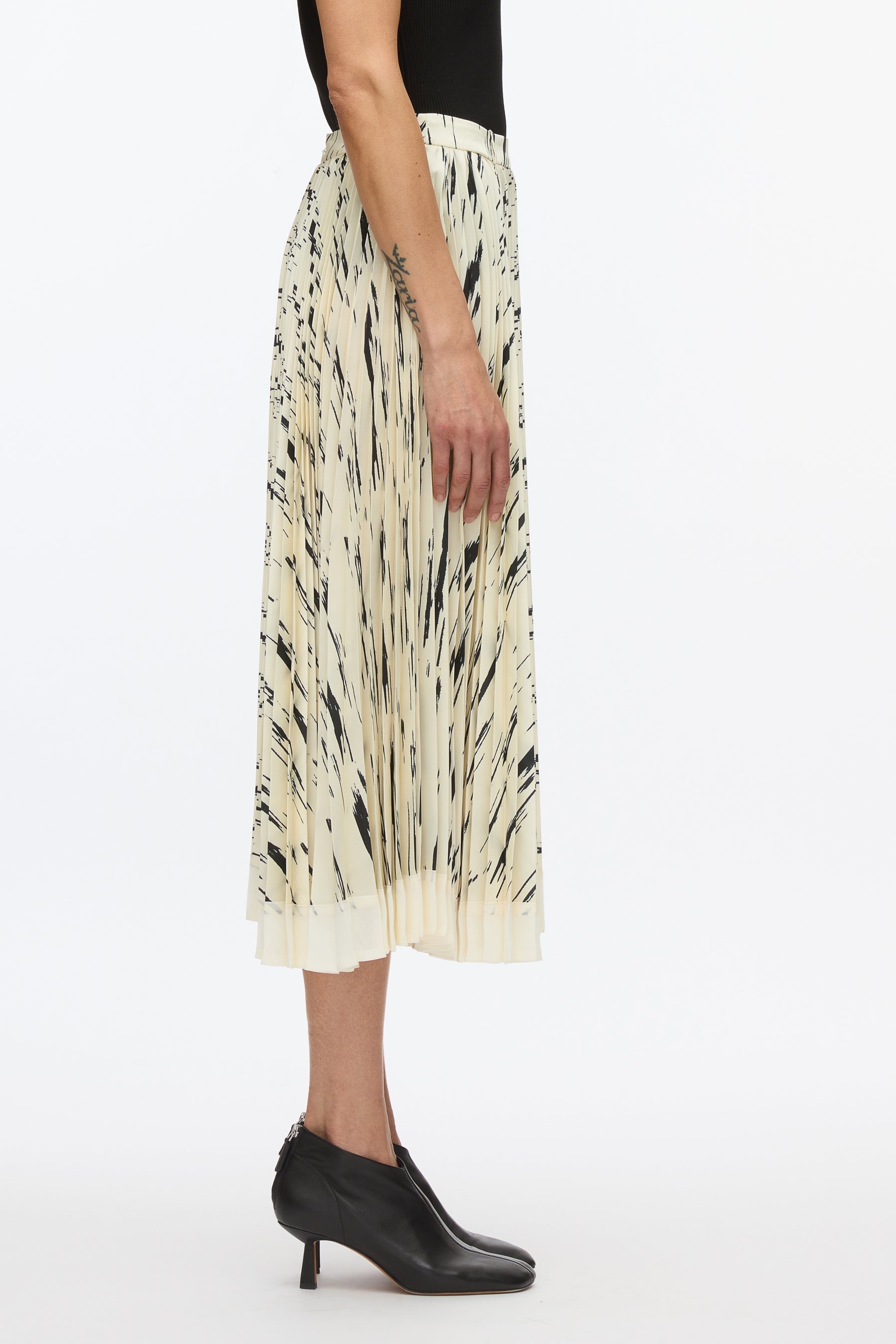 Abstract Wood Grain Pleated Skirt - 3