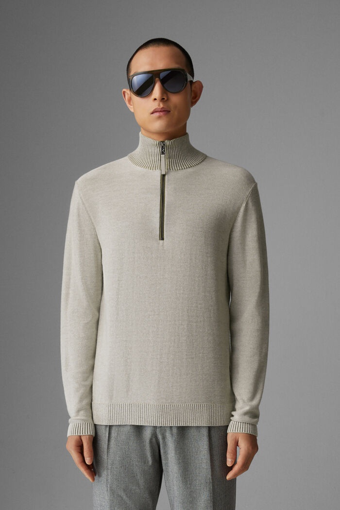 Lias Merino-blend half-zip pullover in Lime green - 2