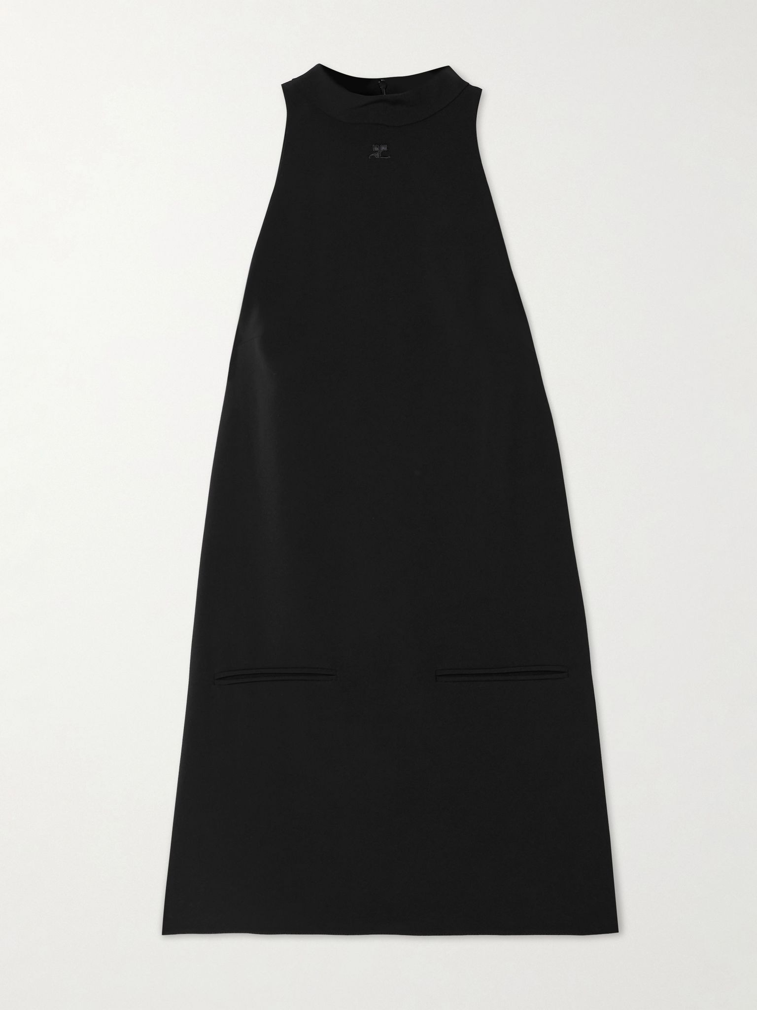 Heritage embroidered crepe mock-neck mini dress Black - 1