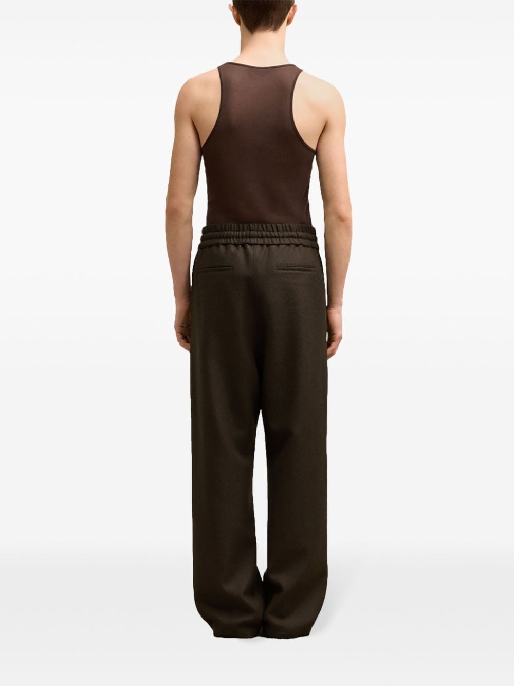 drawstring-elasticated wool trousers - 4