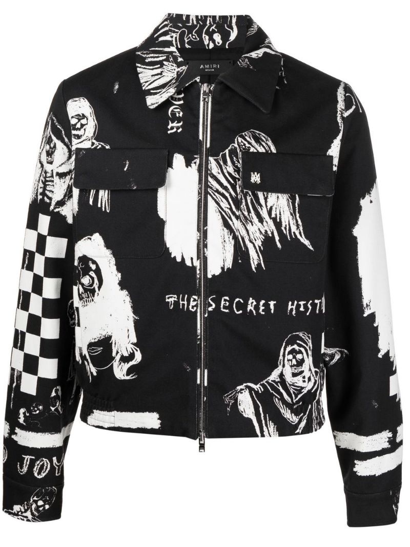 graphic-print shirt jacket - 1