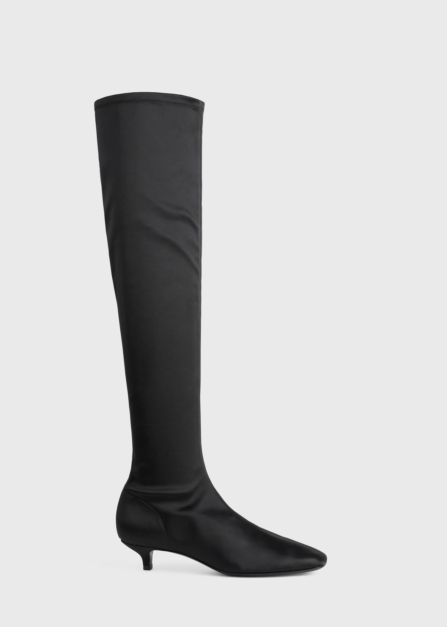 Satin knee-high boots black - 8