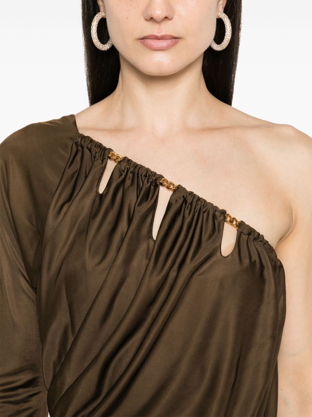 asymmetric draped midi dress - 5