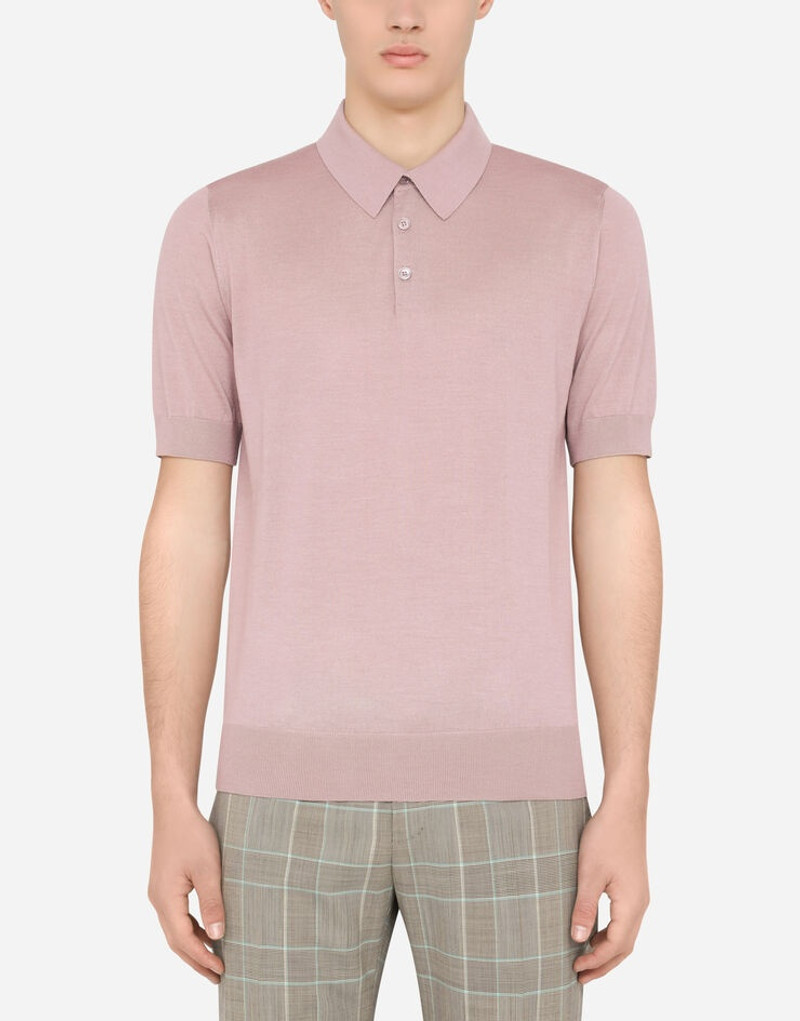 Short-sleeved cashmere and silk polo-shirt 2