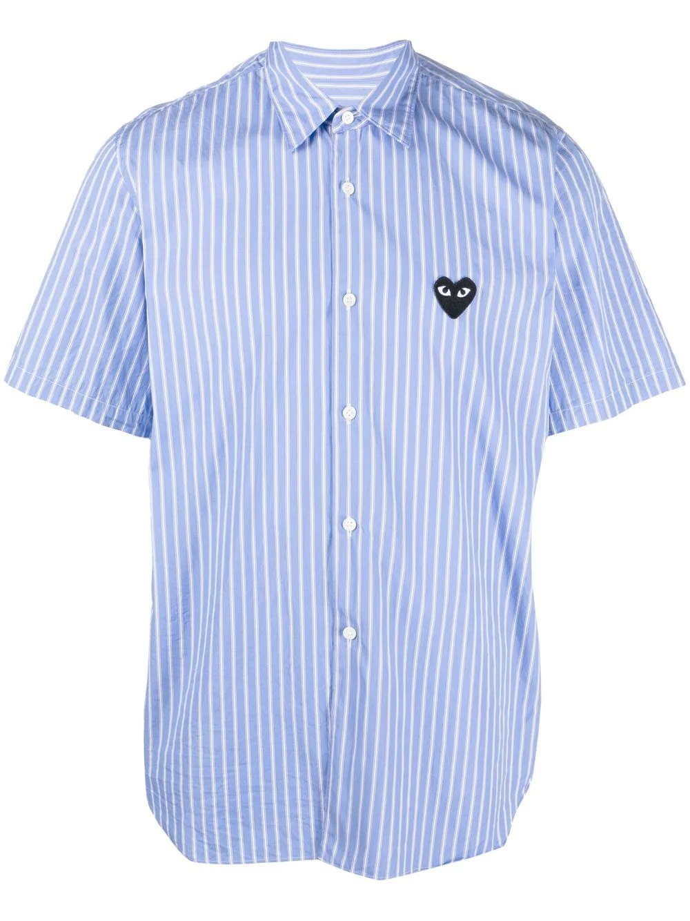 heart-patch striped shirt - 1