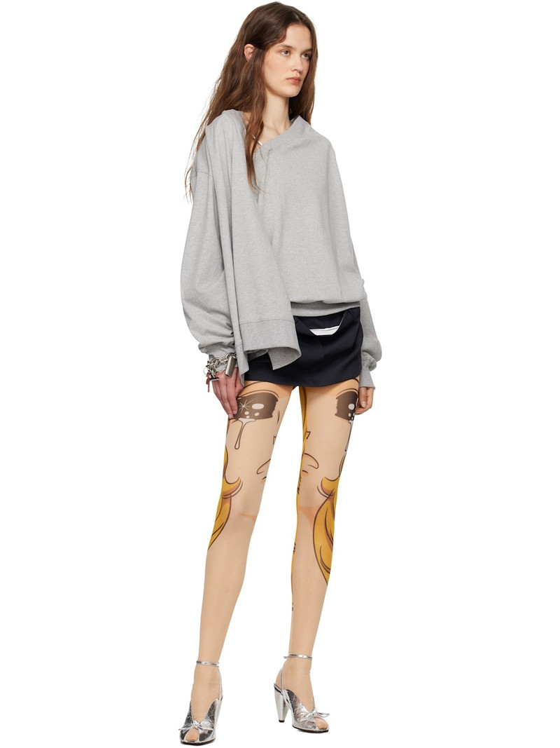 pushBUTTON Gray One Shoulder Cape Sweatshirt outlook
