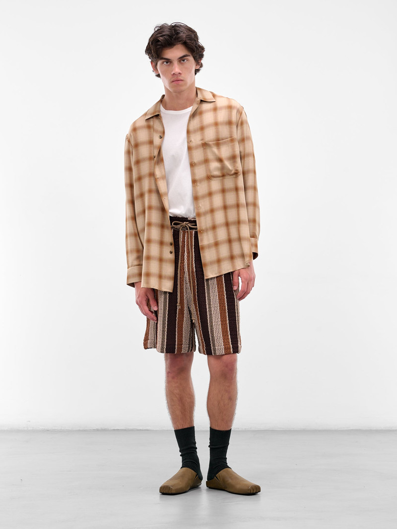 Song for the Mute Brown Striped Knit Shorts outlook