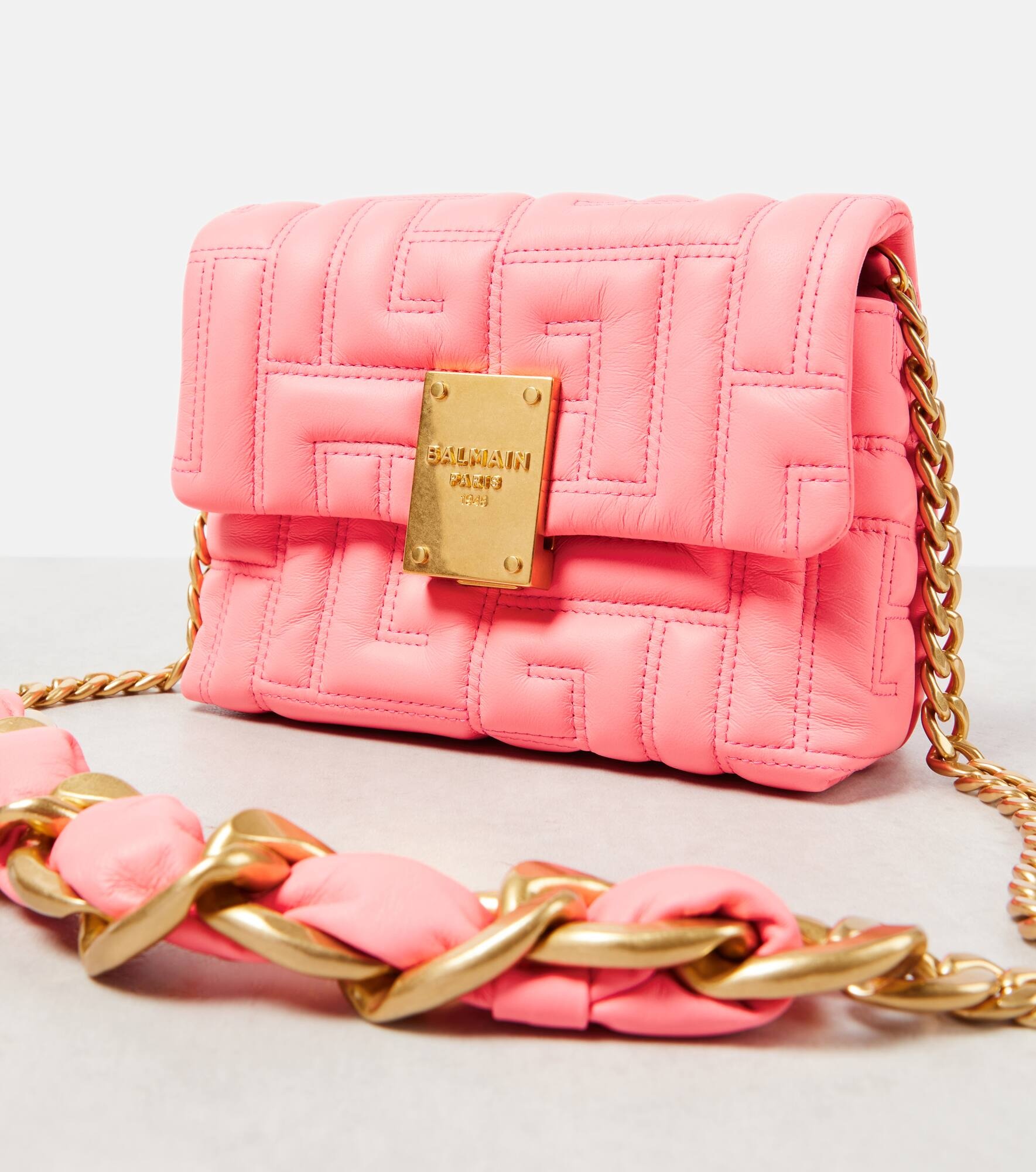 Balmain 1945 Mini Monogram quilted leather shoulder bag