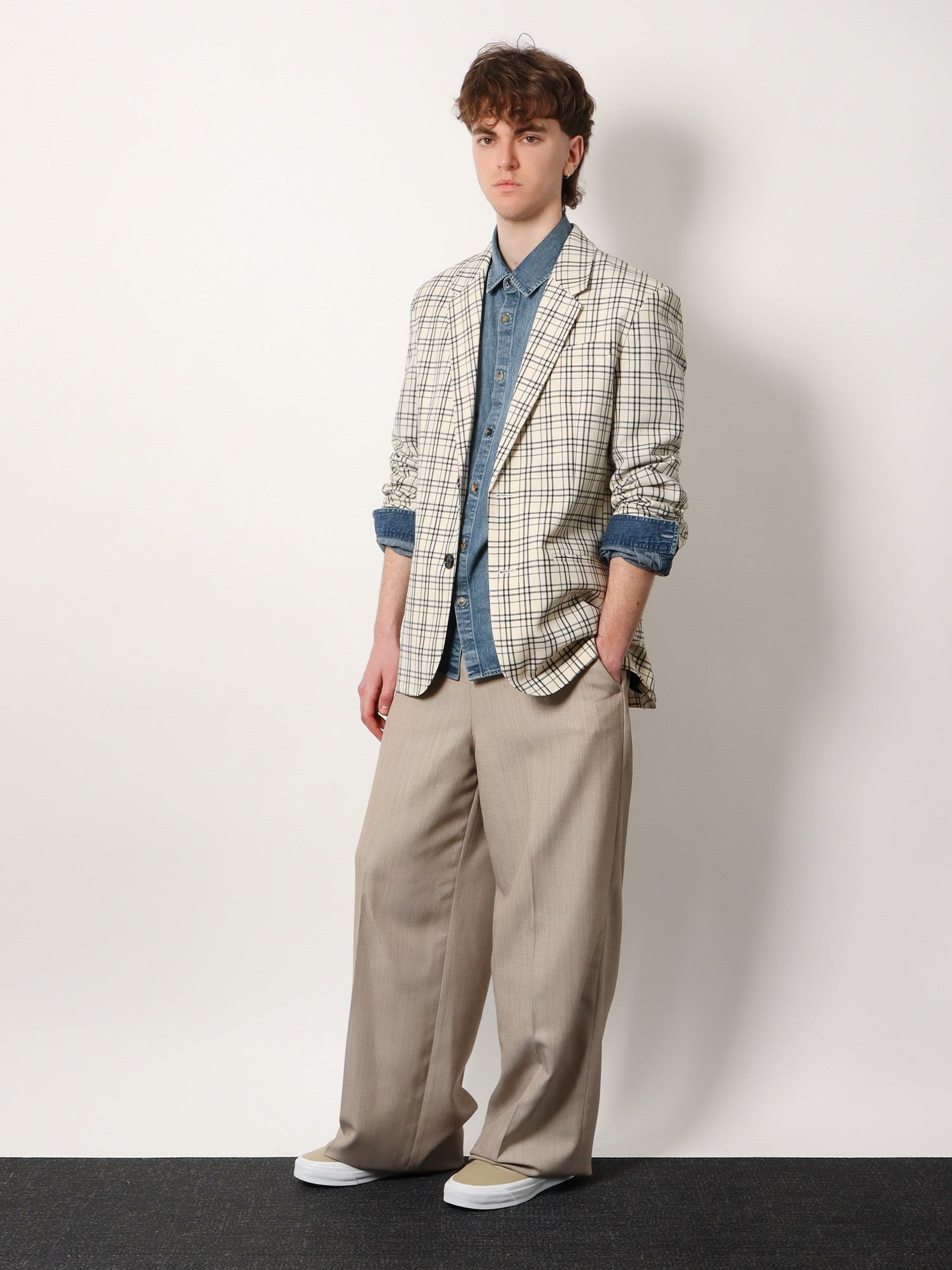 Ami Paris Men Virgin Wool Blazer With Madras Motif - 2