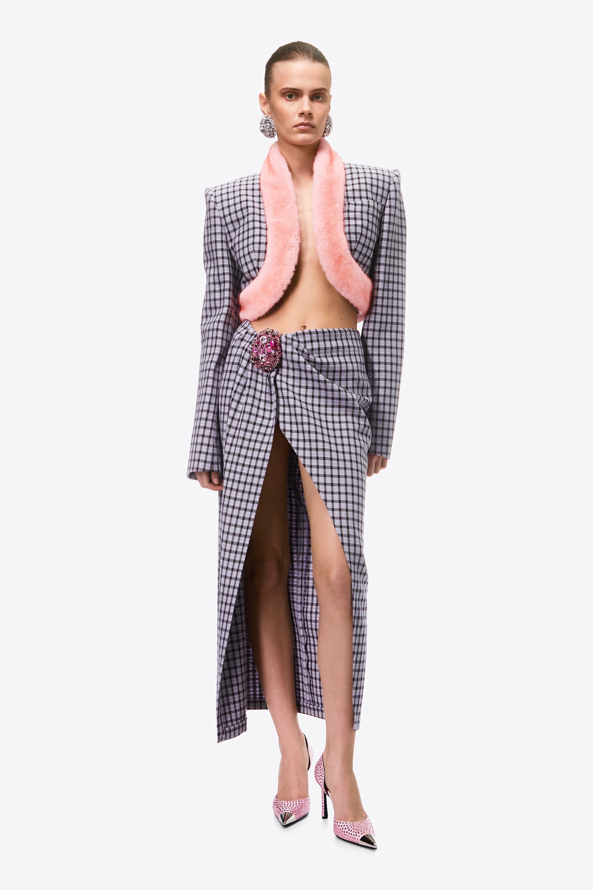 FAUX FUR TRIM CROPPED BLAZER - 4