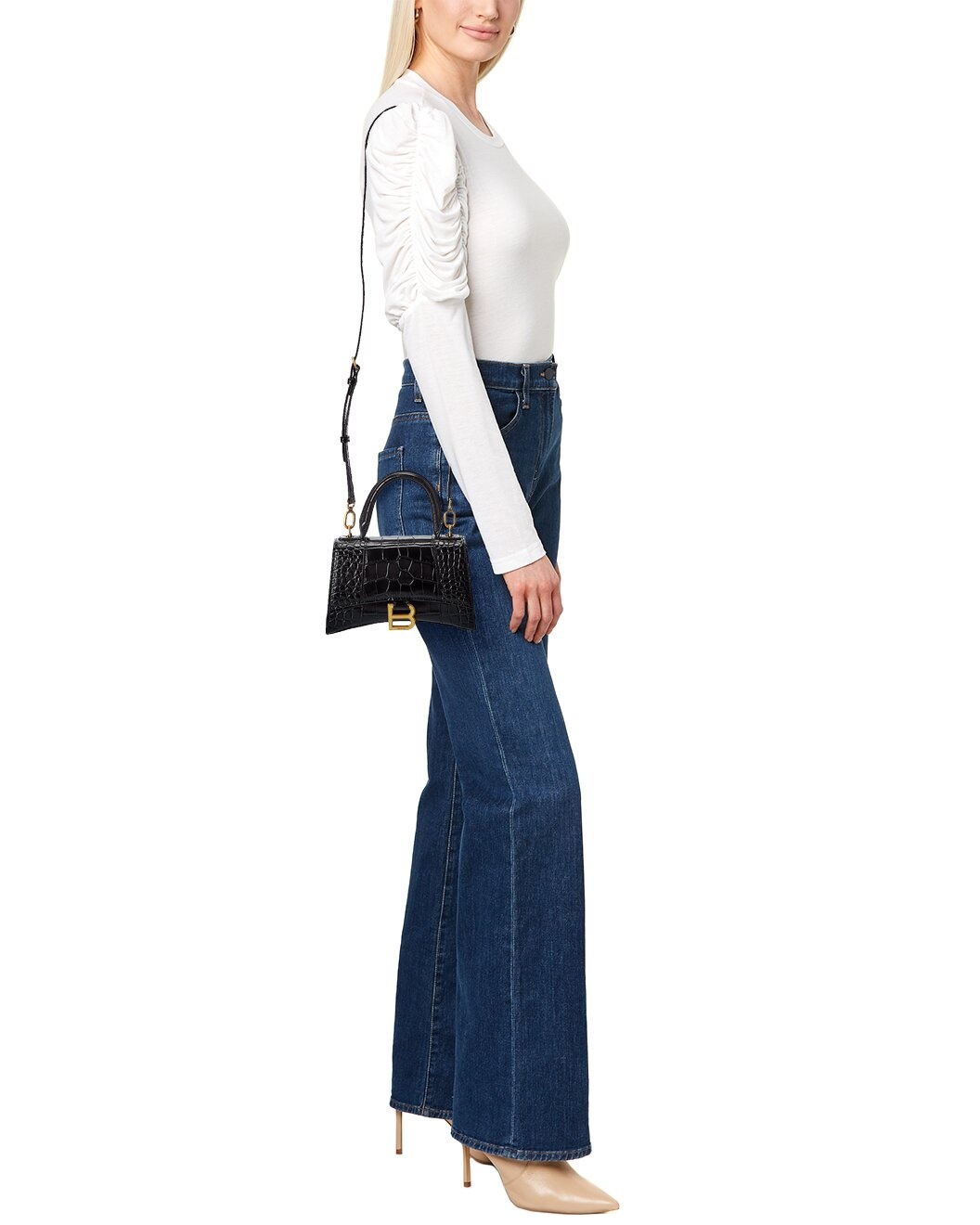 Balenciaga Hourglass XS Croc-Embossed Leather Top Handle Satchel - 3