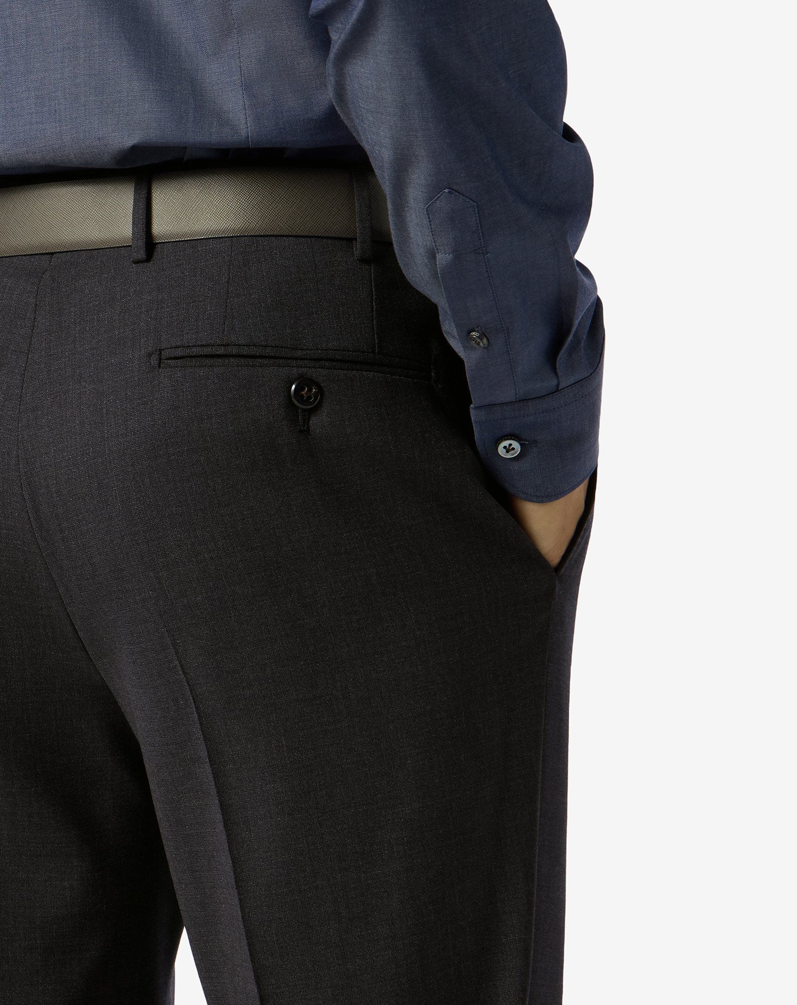 Anthracite grey stretch wool bengaline trousers - 5
