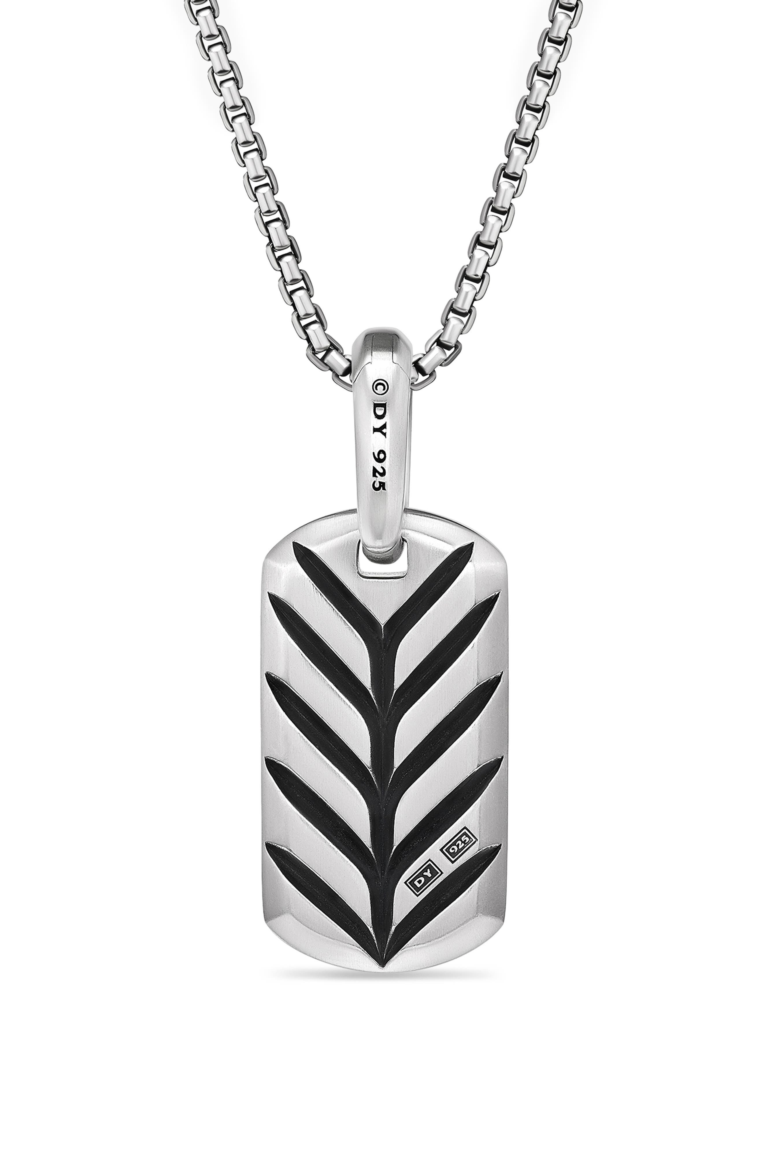 David Yurman Men's Chevron Tag, 21mm in Sterling Silver/Diamond at Nordstrom - 3