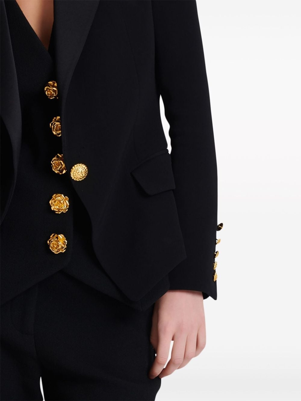 satin-lapel single-breasted blazer - 6