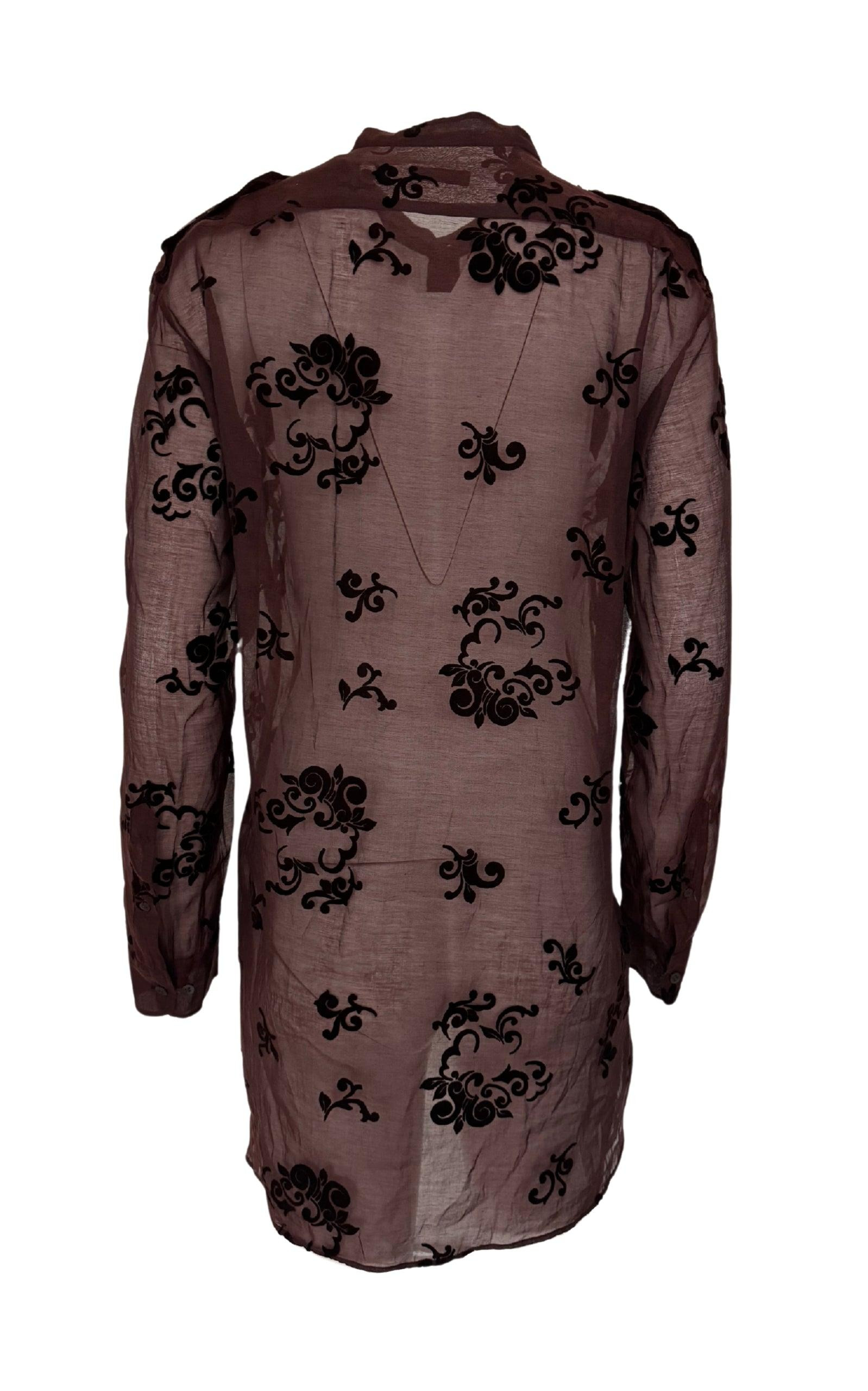 Burgundy Floral Silk Blend Shirt - 7