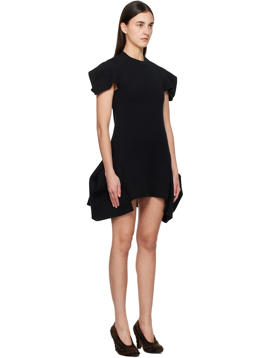 Black Sponge Sweat Minidress - 2