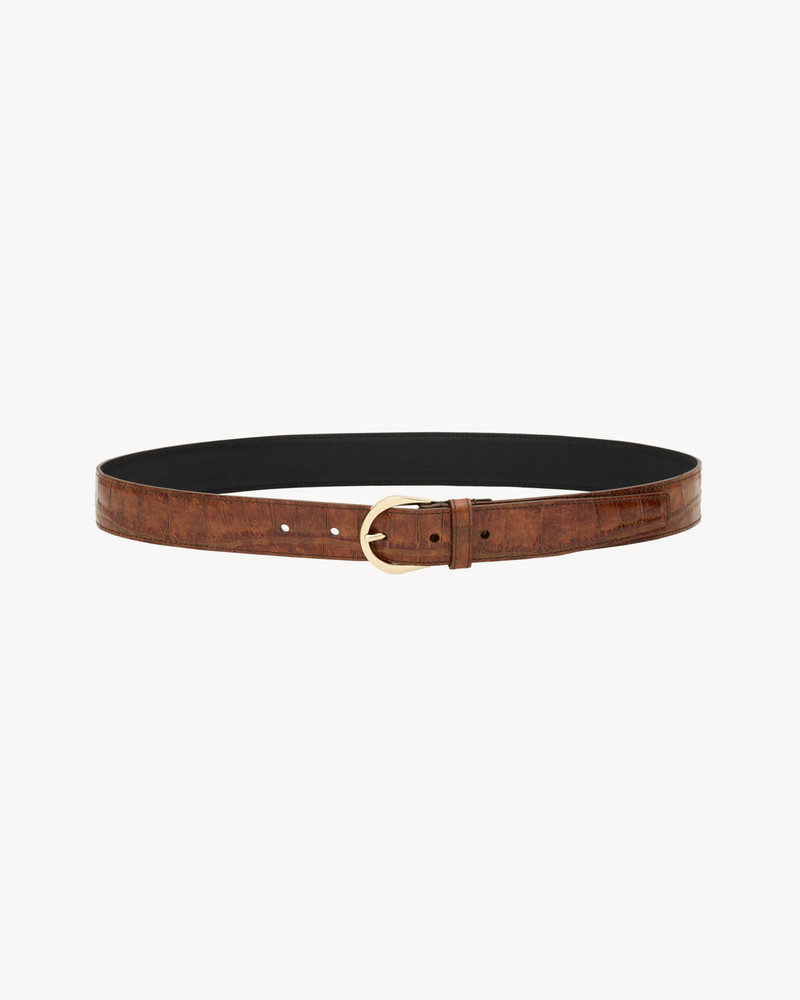 SAINT LAURENT CRESCENT MOON BELT IN CROCODILE-EMBOSSED LEATHER outlook