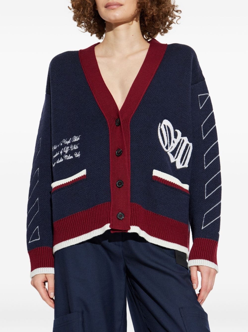 Varsity jacquard cardigan - 3