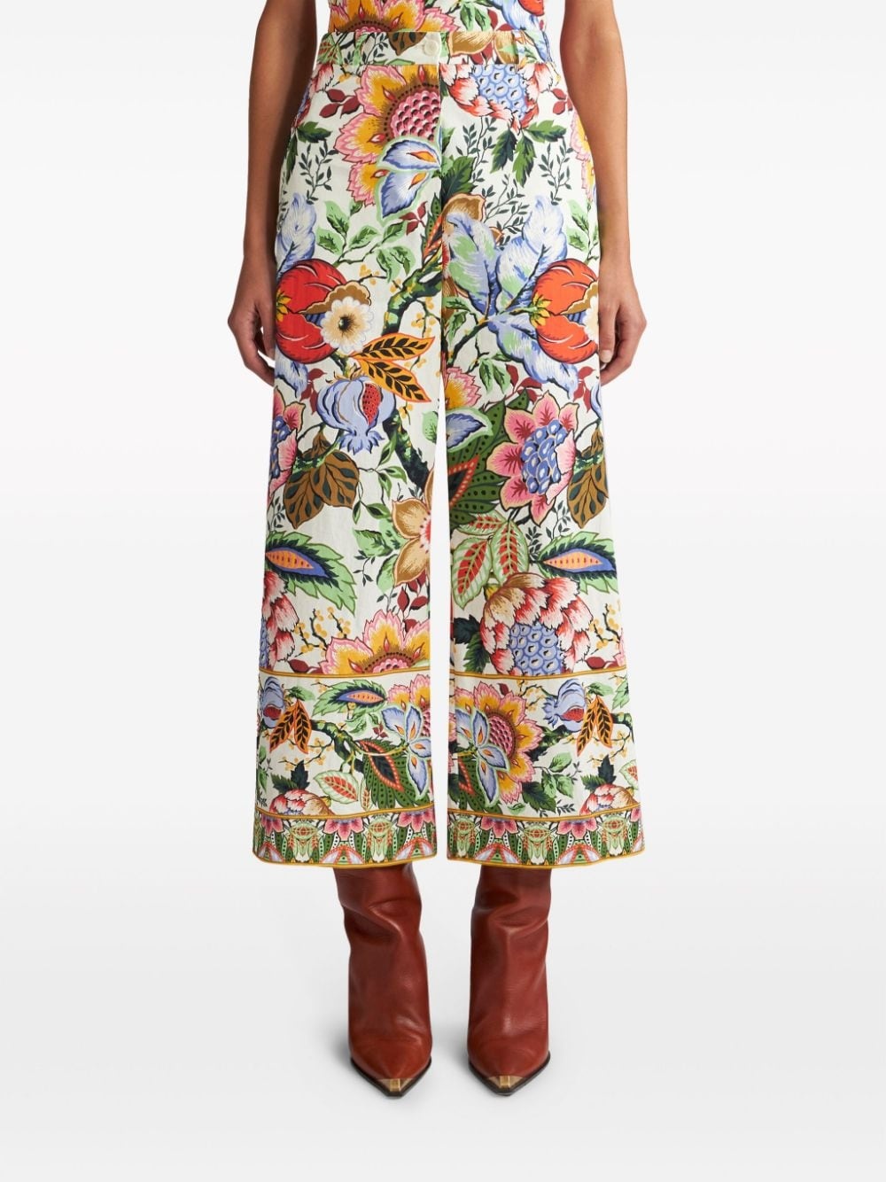 floral-print cotton poplin culottes - 3