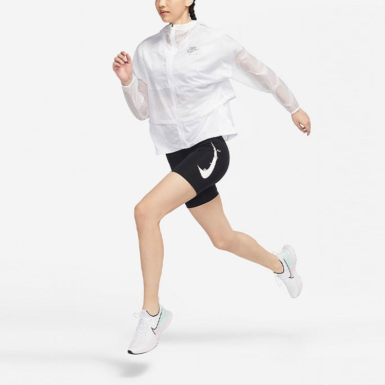 (WMNS) Nike Solid Color Logo Zipper Long Sleeves Hooded Jacket White DM7794-100 - 5