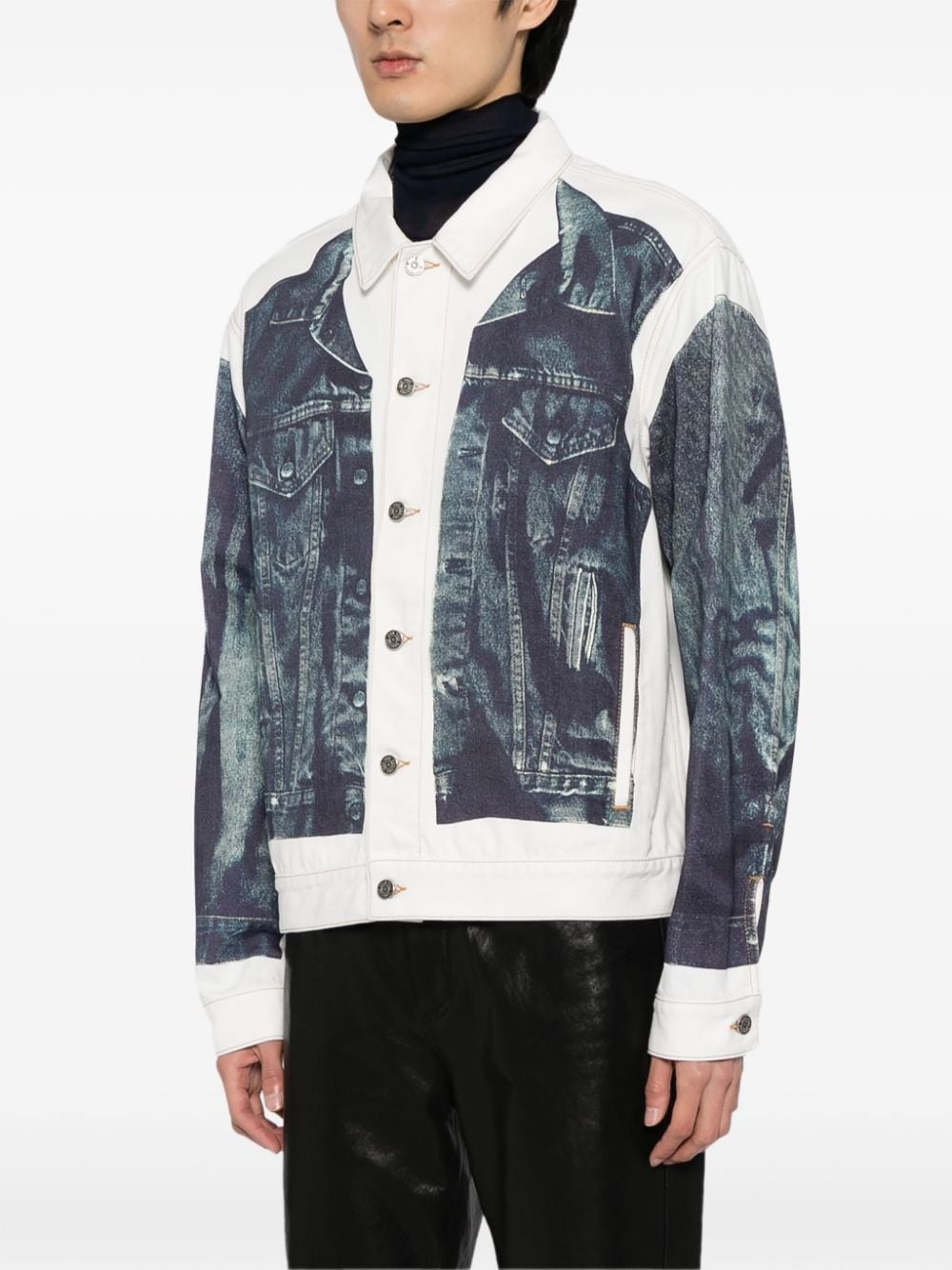 trompe l'oeil-print cotton jacket - 8