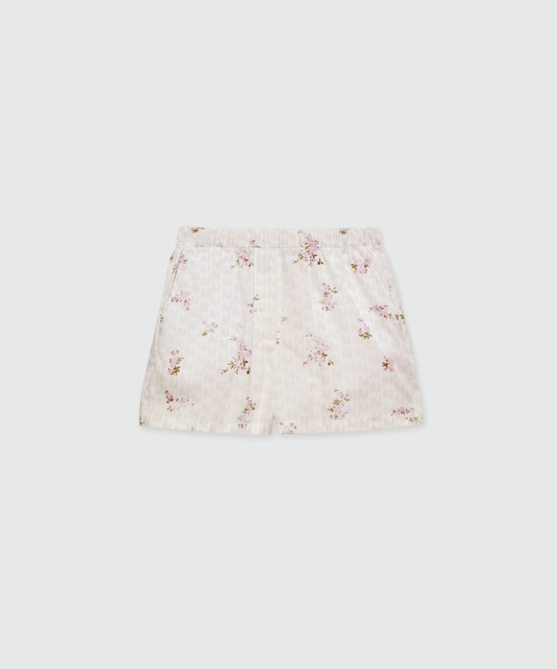 Off-white poplin Bermuda shorts with all-over print 1