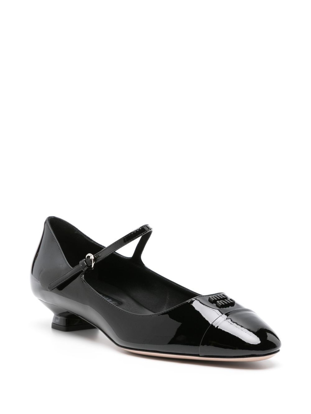 logo-lettering patent ballerina shoes - 2