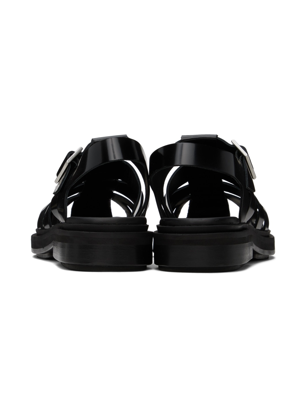Black Anatomical Toe Fisherman Sandals - 2