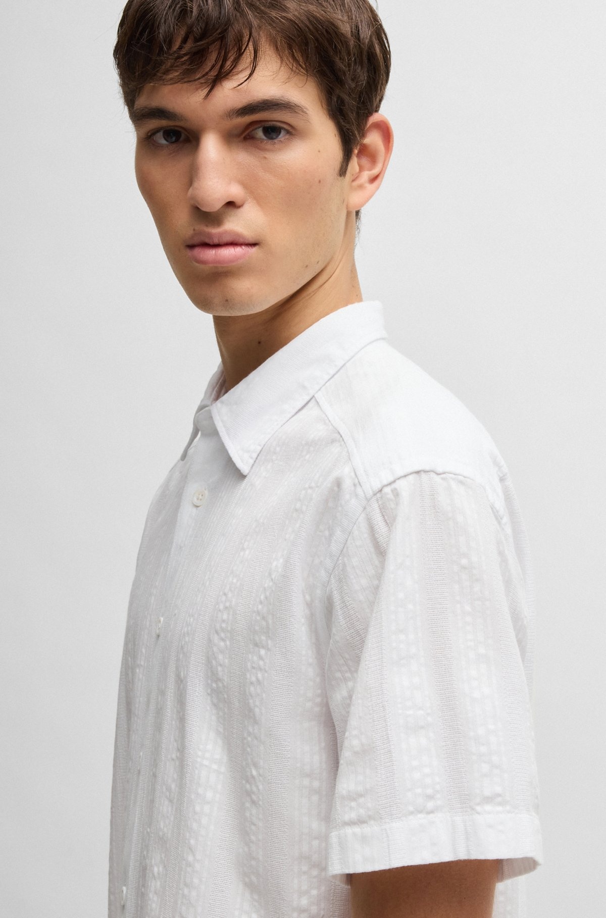 RELAXED-FIT SHIRT IN STRIPED COTTON - 3
