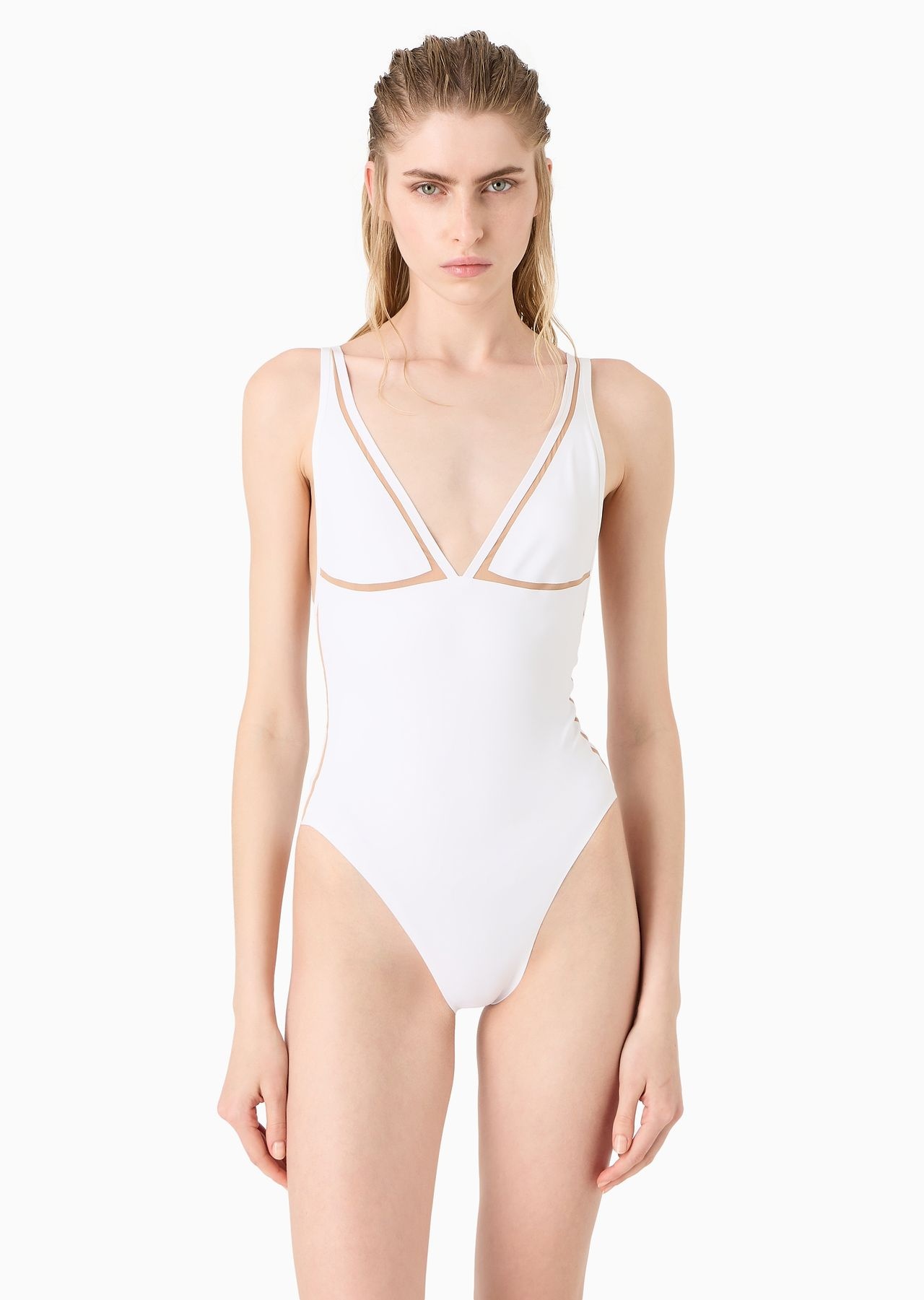 One-piece swimsuit with tulle details - 2