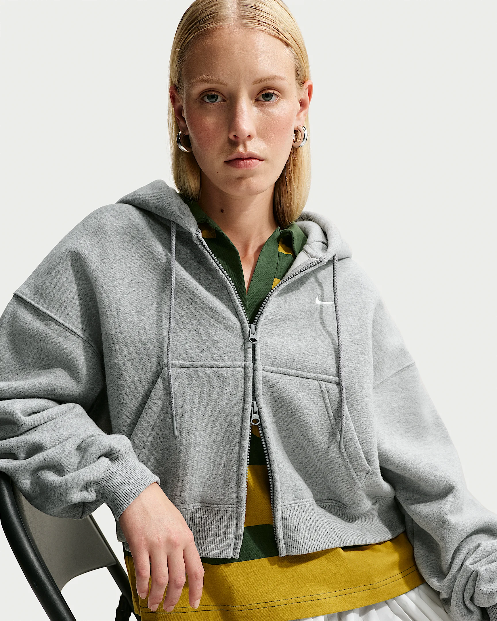 Nike Studio Fleece Medium Weight Women's Oversized Full-Zip Cropped Hoodie - 1