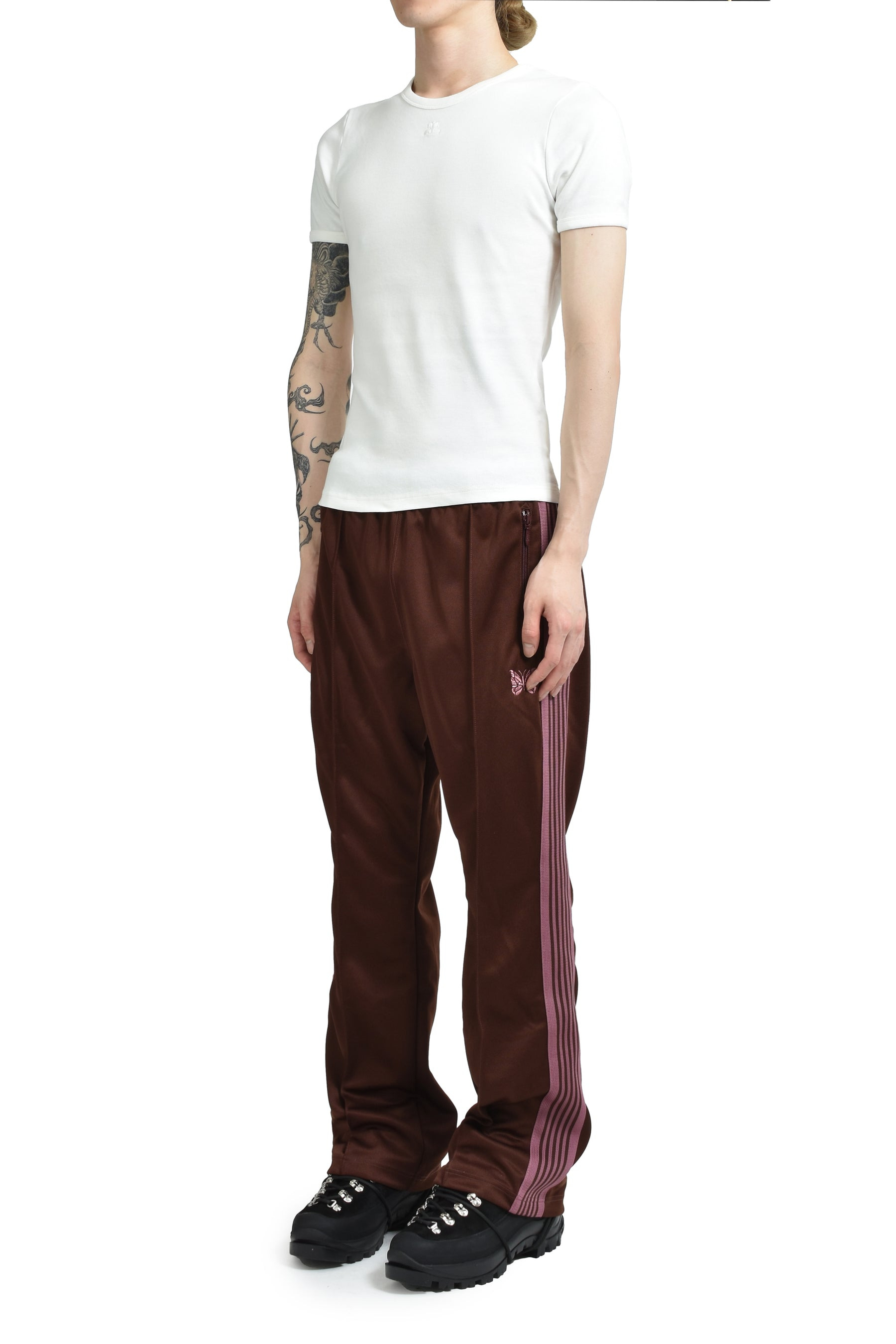 BOOT-CUT TRACK PANT - POLY SMOOTH / BRW - 4