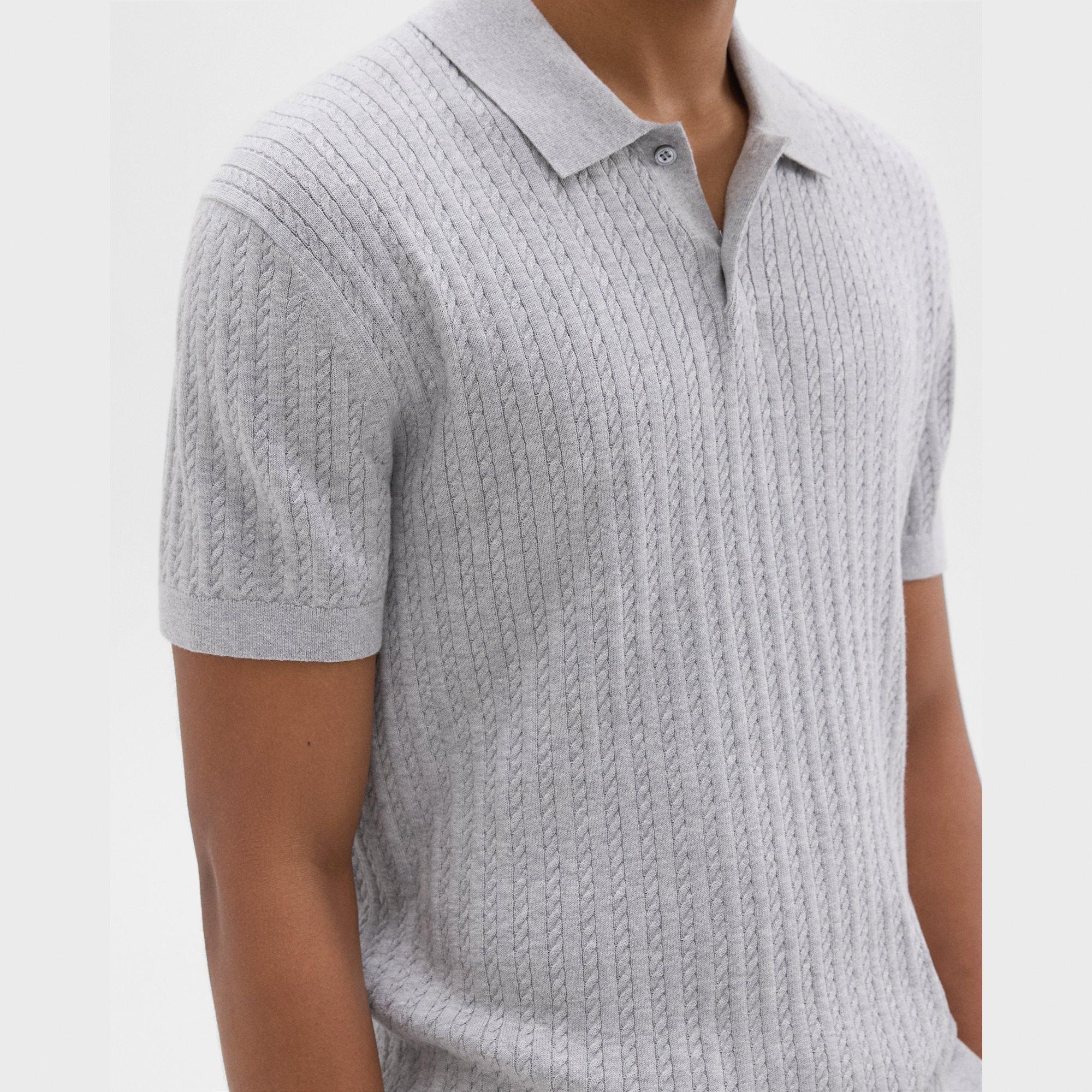 Cable Knit Polo in Cotton - 5