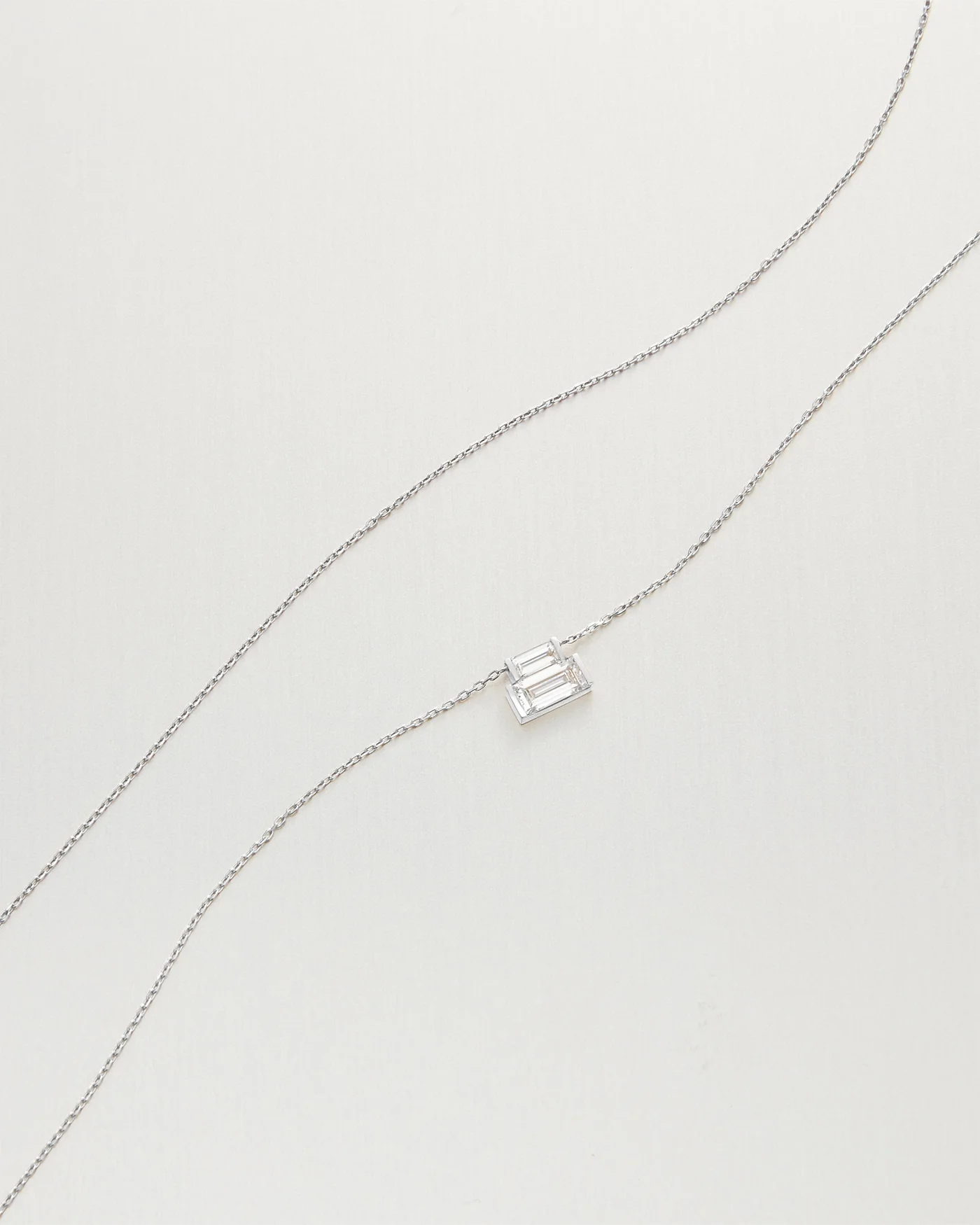 14K Stacked Baguette Diamond Necklace - 1