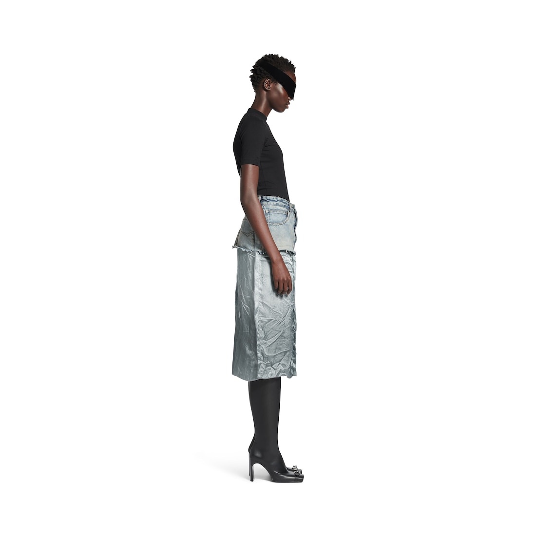 Women's Ripped Off Skirt in Light Blue - 3