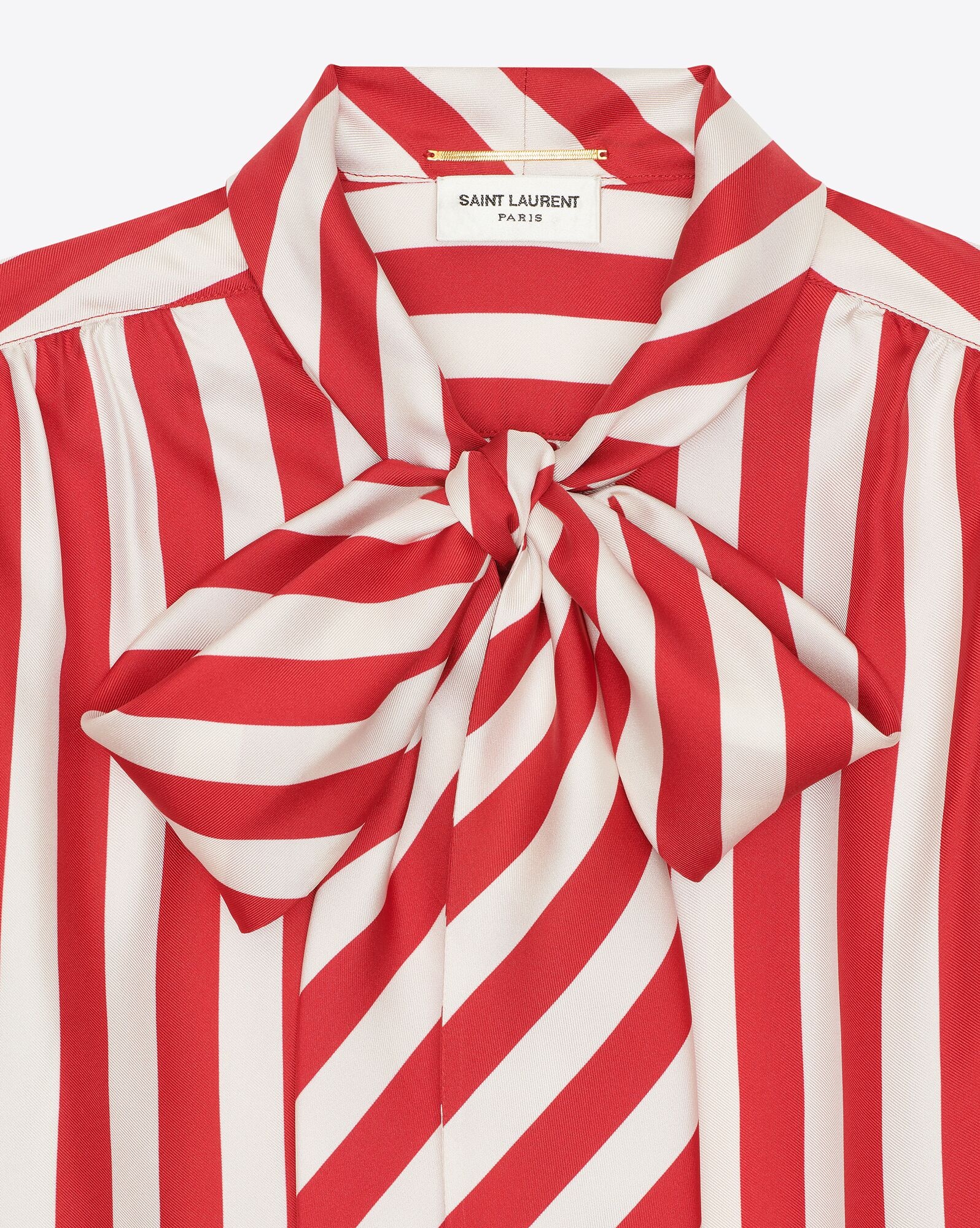 lavallière-neck shirt in striped silk twill - 5