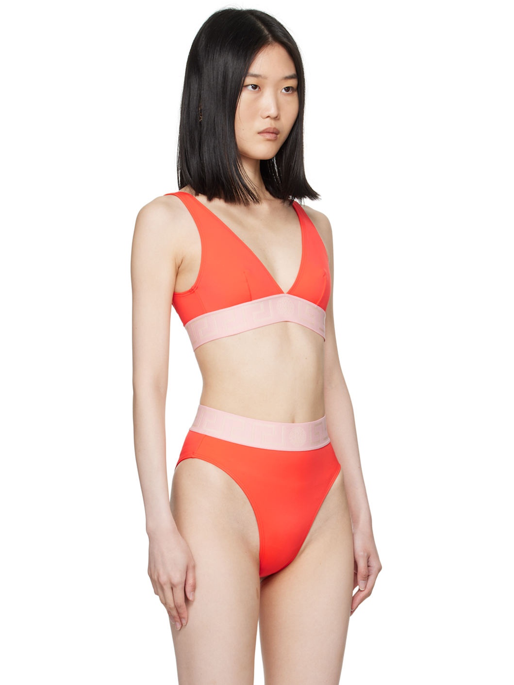 Orange Greca Border Bikini Top - 2