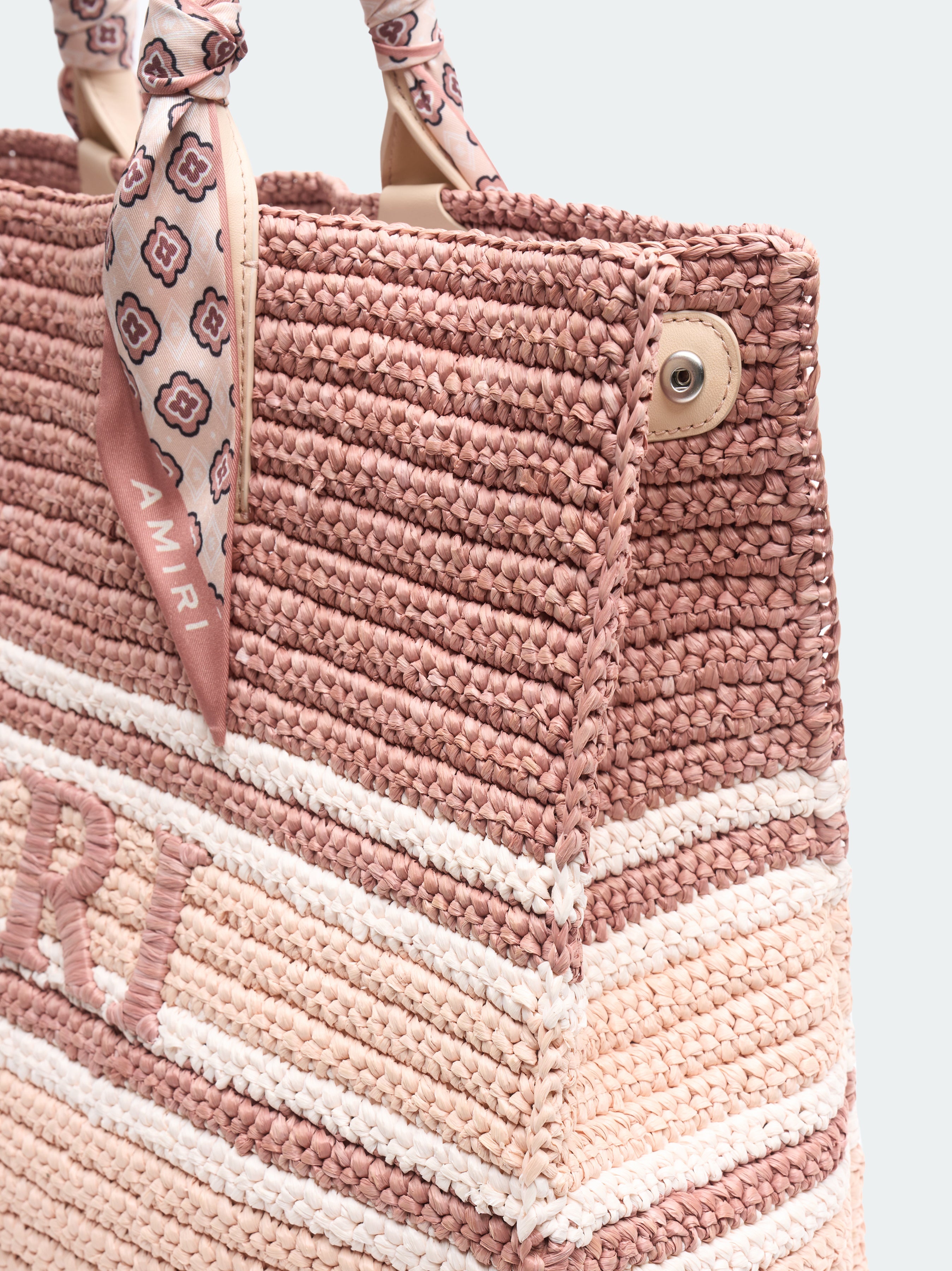 WOVEN STRIPE RAFFIA TOTE BAG - 4