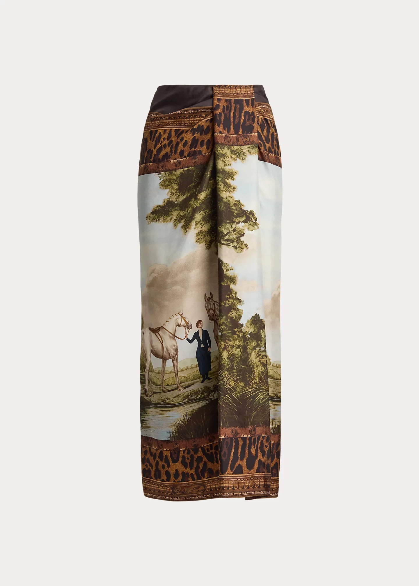 Debbie Scenic-Print Silk Twill Skirt - 1