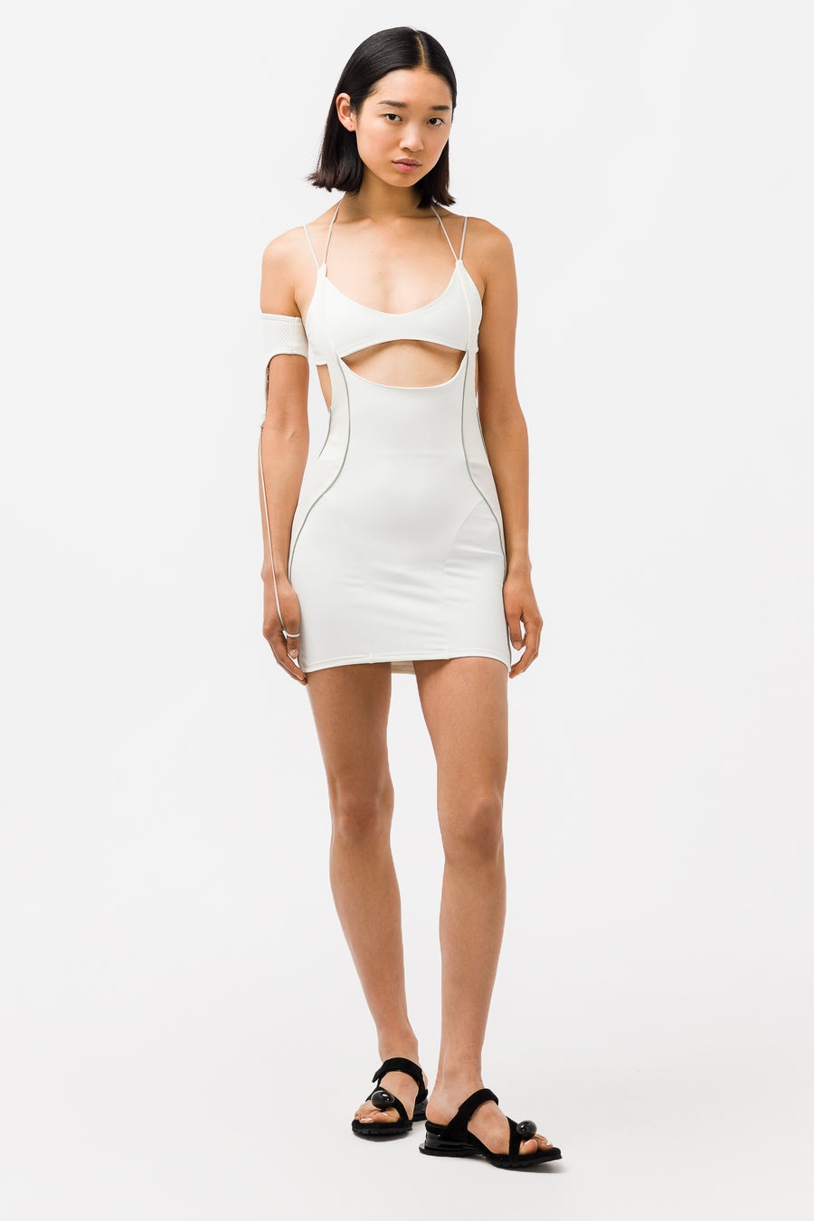 Racer Mini Dress in White - 2