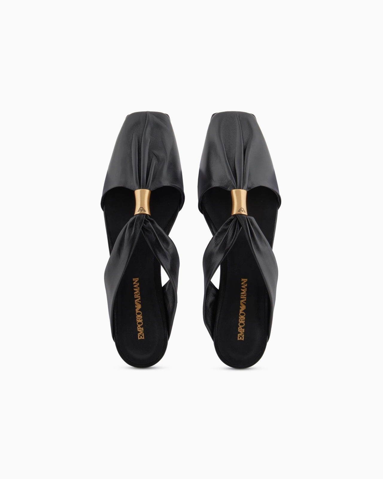 NAPPA-LEATHER MULES WITH METALLIC LOGO - 3