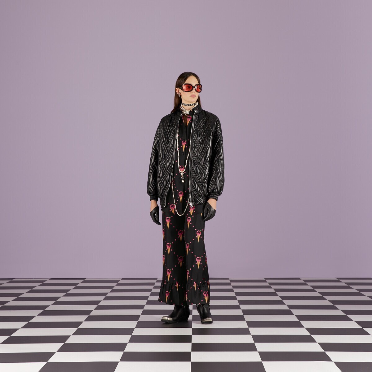 Silk pant with Gucci ice cream print - 2