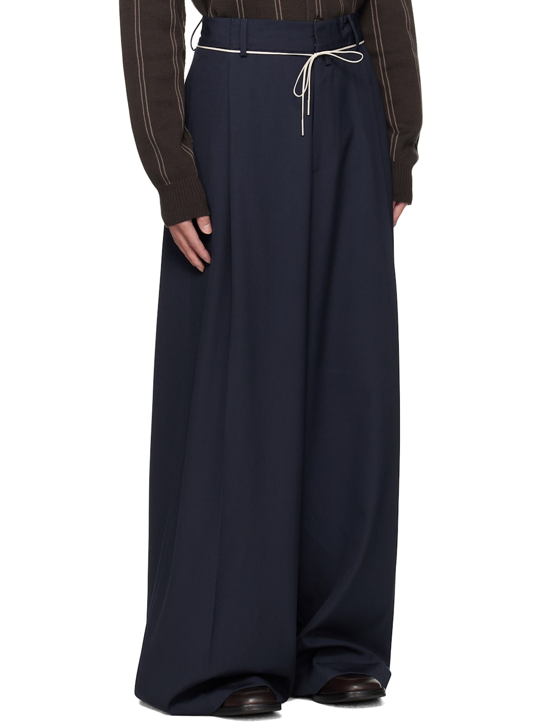 Navy Drawstring Trousers - 2