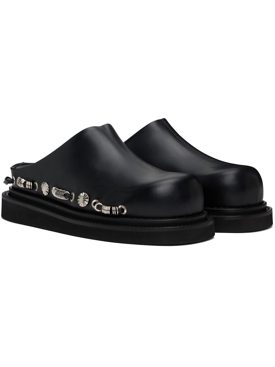 Black Leather Slip-on Loafers - 4